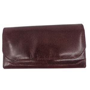 Moonster Brown Genuine Leather Envelope Wallet Smooth Multi Compartment
